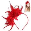 BUKYCAT Copricapo Piumato di Fiori Artificiali, Copricapo Piume per Donna, 1920 Cerchietto Piume, Cerchietto Piume, Retrò Accessori per Capelli per Cocktail Nozze (Rosso, Taglia unica)