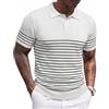 COOFANDY Polo Uomo Golf Righe Manica Corta Leggero Traspirante Classico Elegante Elasticizzato Estivo Nero (Strisce Bianche) L