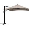 Outsunny Ombrellone da Giardino a Manovella 3x3 m Inclinabile e Girevole a 360°, Ombrellone Decentrato a Braccio con Base a Croce, in Poliestere 250g/㎡ e Alluminio, Cachi