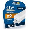 Eurocali 2 Plafoniere Impermeabili IP65 48W 150cm LED CREE 6430 Lumen Garanzia 6 Anni - Luce Bianca Naturale 4000K - Tubo Plafoniera Stagna Lineare da Soffitto Garage Magazzino Ufficio Alta Luminosità 133 lm/W