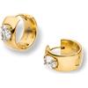 PURELEI Glam - Orecchini a cerchio con zirconi bianchi, in acciaio inox (oro 14 carati/argento/oro rosa 18 K) - 18 mm scintillanti orecchini da donna, Normal, Acciaio inossidabile, Abalone