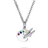 Bling Jewelry Collana Pendente Con Ciondolo Di Pennello Per Dipingere Futuri Artisti Con Smalti Multicolori Su Una Tavolozza Per Donne, Ragazze Adolescenti E Insegnanti D'Arte. In Argento Sterling .925