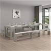 Dmora - Set tavolo e sedie Eric, Composizione multiuso, Set con consolle e 2 panche allungabili, 100% Made in Italy, 66x25h45 cm, Grigio