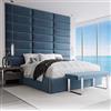 VANT Pannelli di Rivestimento Imbottiti Con Accento - Confezione da 4 - Facile da Installare - Testiera King Size(Velvet Plush Pavone Blu, 91cm LARGO)