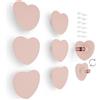 Poliplast - Set da 6 Maniglie, Design a cuore per Armadio e Cassetti e cameretta bambini, Articolo 312, Verniciato a mano, Colore Rosa Salmone