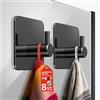 4smile Gancio per asciugamani senza foratura, set da 8 portasciugamani nero senza foratura, gancio in acciaio inox, gancio adesivo impermeabile, gancio autoadesivo, gancio per asciugamani da bagno