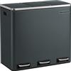 SONGMICS Cestino da Cucina, Pattumiera per Raccolta Differenziata 3 x 18L, 3 Scomparti per Riciclaggio, Coperchi a Chiusura Morbida, Pedali, Acciaio, Grigio Verdastro LTB54GS