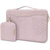 MOSISO 15-15,6 Pollici Custodia Laptop Protettivo, 16 Pollici Borsa PC Compatibile con MacBook Pro 16,HP,Dell,ASUS,Acer Quaderno,Rettangolo Quilted Borse con Maniglia&Tasca&Valigetta, Rosa