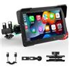 LAMTTO Schermo Wireless CarPlay e Android Auto per Moto, Aggiornamento Portatile da 7 Pollici con Touch Screen Impermeabile IP67 con Navigazione, Bluetooth Siri/G00gle Assistente