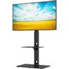 BONTEC Universale Supporto TV da pavimento per TV da 30-70 pollici LED OLED LCD, Porta TV da Terra Regolabile in Altezza con Ripiani in Vetro Temperato a 2 Livelli Max VESA 600x400mm, Fino a 40KG