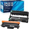 INK4U TN2510 Toner + DR2510 Tamburo Compatibile con Brother DR-2510 Tamburo TN2510 Toner Nero per HLL2865DW, MFCL2960DW, MFCL2980DW, HL-L2400DWE, MFC-L2800DW, MFCL2827DWXL, DCPL2665DW