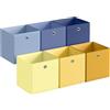 SONGMICS Scatole Portaoggetti, Set di 6 Contenitori in Tessuto Pieghevoli, Inodori, 30 x 30 x 30 cm, per Armadi a Cubo, Organizer Colorati, Cesti Portaoggetti per Camera da Letto Soggiorno RFB230XA09