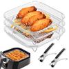 PORFOYO 3 Pezzi di Griglie per Air Fryer, Cestelli per Airfryer, Vassoio per Friggitrice ad Aria, Cestello Impilabile per Friggitrice ad Aria, Accessorio per Friggitrice ad Aria in Acciaio Inox, Accessorio