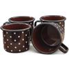 Madacha 4 tazze in metallo smaltato marrone cioccolato a pois - 500 ml