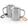 Yoassi Tazza termica in acciaio inox 300 ml | 2 confezioni tazze da campeggio con coperchio e moschettone, bicchiere termico a doppia parete, isolante, tazza da caffè da viaggio, senza BPA per esterno