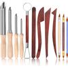 Swpeet 12Pcs Modelling Clay Sculpting Tools Kit, Taglieri foro in argilla circolari, penne in gomma, coltelli di scultura in legno, Kit di scultura di utensili in ceramica per la modellazione, scultur