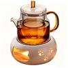 MYLERCT Fornelletto Teiera in Porcellana, Scalda Teiera in Ceramica, Motivo a Zampa di Gatto Scalda Tè e Caffè, Bianco Scaldino per Tè Design Cavo, con Portacandela, per Mantenere Caldi Te e Caffè