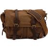 Sechunk Borsa messenger vintage in pelle militare per computer portatile