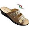 Magenta Ciabatte donna Tiglio comfort in pelle con tomaia scamosciata e oro e doppia fibbia di regolazione prodotto italiano (beige oro, Sistema Taglie Calzature EU, Adulto, Donna, Numero, Media, 39)
