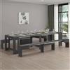 Dmora - Set tavolo e sedie Eric, Composizione multiuso, Set con consolle e 2 panche allungabili, 100% Made in Italy, 66x25h45 cm, Ardesia