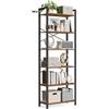 VASAGLE Libreria Alta a 6 Ripiani, Scaffale Portaoggetti, Struttura in Acciaio, Salotto Camera da Letto Studio, 30 x 66 x 186 cm, Industriale, Marrone Vintage e Nero Inchiostro LLS062B01