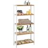 SONGMICS Scaffale Portaoggetti in Bambù Mensola a 5 Ripiani, Multiuso, per Ingresso, Bagno, Soggiorno, Balcone, Cucina, 26 x 60 x 130 cm, Bianco Nuvola e Beige Naturale BCB35WN