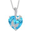 FJ Collana Farfalla Donna in Argento Sterling 925 Ciondolo Cuore Collane Acquamarina Marzo Pietra Portafortuna Gioielli Regalo per lei Amiche Moglie Mamma Donna