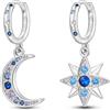 NARMO Ciondolo Orecchini di goccia 925 Sterling Silver Star & Moon Orecchini Cubic Zirconia Orecchini per le Donne Ragazze