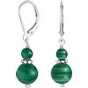 Bling Jewelry Gemma Naturale Verde Scuro Malachite Boho Bali Milgrain Bordato Perline Rondel Separatore Doppia Palla Rotonda Dangle Orecchini Per Le Donne Teen .925 Sterling Silver Lever Back