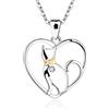 JO WISDOM Collana Gatto Nel Cuore Argento 925 Donna con Zirconia Cubica Cristallo con bicolore placcato, placcato in oro bianco e placcato in oro giallo