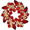 EVER FAITH Spilla Gioiello, Cristallo Austriaco Matrimonio Sposa Foglia Fiore Corona Pin Rosso Oro-Fondo
