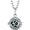 Morella Catenina Donna in Acciaio Inox 70 cm con Ciondolo Om Mantra e Sfera Verde Scuro Ø 16 mm in Sacchetto di Velluto