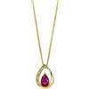 MIORE Collana da Donna in Oro Giallo 9 Ct a Forma di Pera con Pietra Luglio, Rubino da 0.44 Carati e 4 Diamanti Naturali, Pendente su Catenina 45 cm