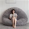 MAXYOYO Pouf letto gigante, quadrato, grande divano con rivestimento in pelliccia sintetica e imbottitura soffice, per adulti, coppie, ospiti (strisce 3D, grigio, 150 x 150 cm)