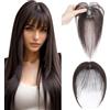 Benehair Frangia a Clip in Capelli Veri, 20g Frangia Finta Capelli Umani 360°, Capello Veri Extension Clip in, con Tempie per Modificare la Forma di un Viso Alto e l'attaccatura Nero Naturale #1B