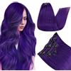 RUNATURE Extension Capelli Veri Clip 55cm 5pcs 70g Lunghi Viola #Purple