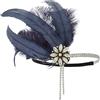 IYOU 1920s Piuma Flapper Copricapo Blu Cristallo Gatsby Fascia Prom Accessori per Capelli da Sposa per Le Donne