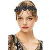 BABEYOND 1920s Gatsby Flapper - Fascia per capelli in stile anni '20, con strass, accessorio Charleston, da donna, colore: Nero