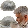 YANAHAIR Protesi Capelli Uomo Yanahair Toupee per Uomini Parrucchini Parrucca Capelli Veri Uomo Parrucche Europeo Capelli Umani Veri 0.04mm V-loop PU pelle sottile Toupet 8x10",#1B80 80% capelli umani grigi