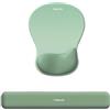 MOSISO Supporto Poggiapolsi Mouse&Tastiera,Tappetino Mouse Ergonomico con Memory Foam Concavo e Curvo,Base Antiscivolo,Sollievo Dolore,Comodo Tappetino Rettangolare Tipo Facile Casa/Ufficio, Verde