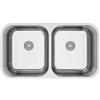 Cata Lavello da cucina sotto piano piano di lavoro 2 seni CB-2 /B quadrato 79 x 46 cm Profondità 20 cm Fondo assorbente acciaio inox accessori incorporati colore grigio