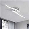 Goeco Plafoniera LED Soffitto Argento 14 W 52 cm 6500K Lampadario da Soffitto con 2 Fiamme Moderni Design Curvo Luce Bianca Fredda Lampada in Acrilico per Camera da Letto Soggiorno Cucina