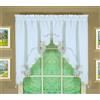 Today's Curtain Verona Inverti Ricamo Finestra Swag, 90 cm, Bianco/Blu - Verona CA50304P