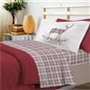PENSIERI DELICATI Completo Letto Singolo, Flanella 100% Cotone Caldo e Morbido, Completo Lenzuola 1 Piazza 90 x 200 cm, Include Lenzuolo Sotto, Sopra e 1 Federa, Made in Italy, Tartan Cervo Rosso