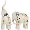 GILDE Set di 2 statuette Midas - elefanti in resina - crema - strutturate - altezza 32 cm x larghezza 24 cm - con feltrini