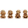 BRABUD Fengshui Resina See no Evil Hear no Evil Speak no Evil Do no Evil Scimmia Figurine Set di 4 Decorazioni per la Casa Ufficio Scrivania Collezione Statua Oro TQGJBS284