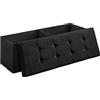 SONGMICS MAZIE Collezione - Cassapanca, Pouf Contenitore, Poggiapiedi Pieghevole da 38 x 110 x 38 cm, Ottomano, Portante 300 kg, per Soggiorno, Camera da Letto, Entrata, Nero Inchiostro LSF077B01