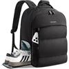 bagsmart Zaino da viaggio da donna, 30 l, zaino da viaggio per aerei, zaino da palestra con scomparto per scarpe, borsa da viaggio leggera per 15,6 pollici, impermeabile, Nero