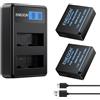 ENEGON Pack da 2 DMW-BLE9 DMW-BLG10 1200mAh Batteria e caricabatteria, cavo USB-C e display LCD, per Panasonic Lumix DC-LX100 II, TZ202, TZ101, TZ99, TZ91, TZ81, DMC-GX7, DMC-GX9, DMC-GX80, DMC-GX85