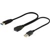 zdyCGTime cavo di prolunga USB 3.0 da USB 3.0 femmina a USB 3.0 e USB 2.0 maschio dati di alimentazione aggiuntivi cavo di prolunga per caricabatterie splitter a Y (33 cm / 1Pezzo)